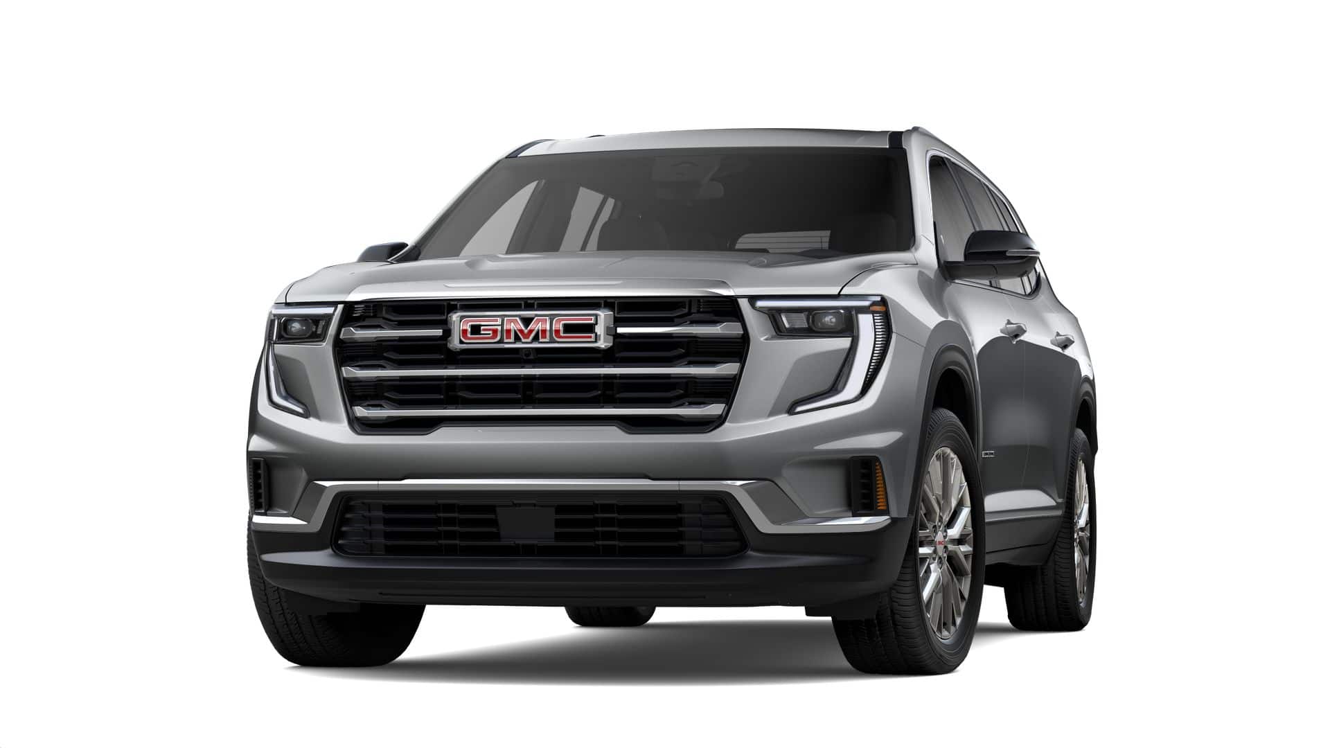 2026 GMC Acadia Elevation in Sterling Metallic — front three-quarter view