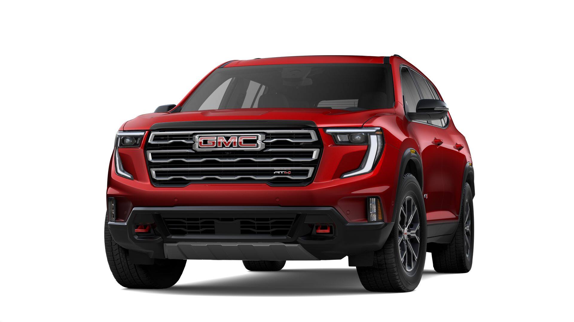 2026 GMC Acadia AT4 in Volcanic Red Tintcoat — front three-quarter view